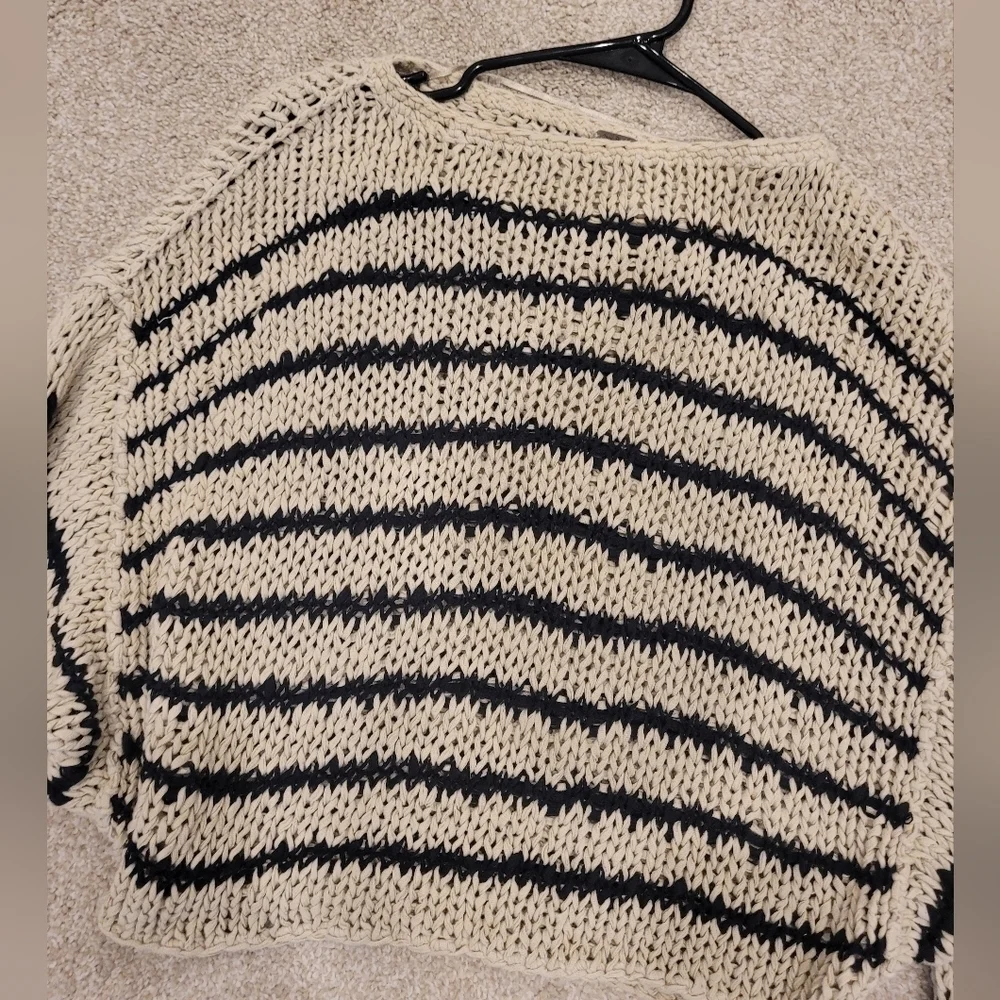 Free People Over And Easy Striped Cropped Sweater Size Small
